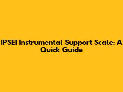 IPSEI Instrumental Support Scale: A Quick Guide