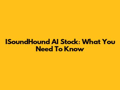 ISoundHound AI Stock: What You Need To Know