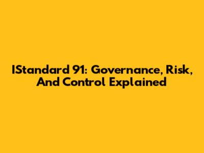 IStandard 91: Governance, Risk, And Control Explained