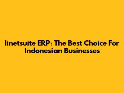 Iinetsuite ERP: The Best Choice For Indonesian Businesses