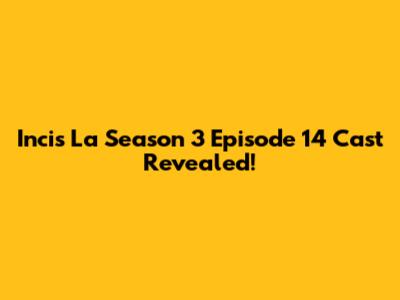 Incis La Season 3 Episode 14 Cast Revealed!