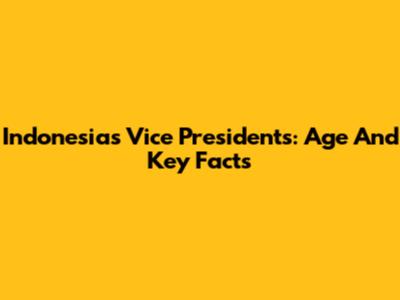 Indonesia's Vice Presidents: Age And Key Facts