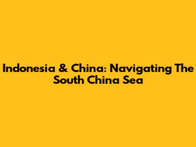 Indonesia & China: Navigating The South China Sea
