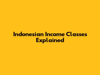 Indonesian Income Classes Explained