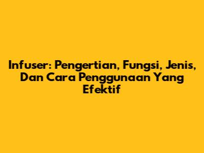 Infuser: Pengertian, Fungsi, Jenis, Dan Cara Penggunaan Yang Efektif