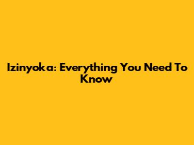 Izinyoka: Everything You Need To Know