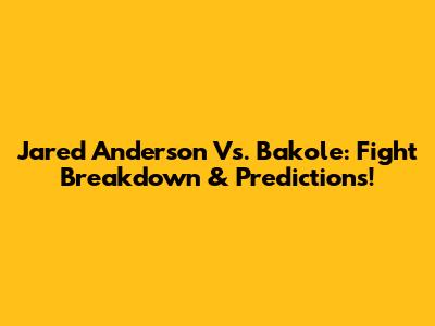 Jared Anderson Vs. Bakole: Fight Breakdown & Predictions!