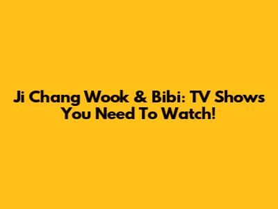 Ji Chang Wook & Bibi: TV Shows You Need To Watch!