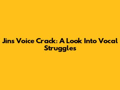 Jin's Voice Crack: A Look Into Vocal Struggles