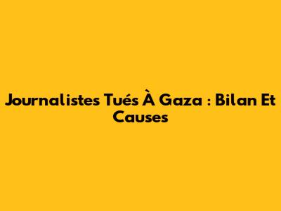 Journalistes Tués À Gaza : Bilan Et Causes