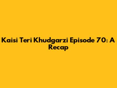 Kaisi Teri Khudgarzi Episode 70: A Recap