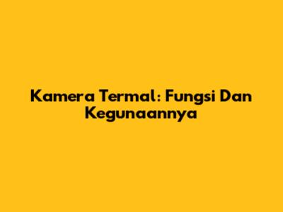Kamera Termal: Fungsi Dan Kegunaannya