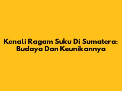 Kenali Ragam Suku Di Sumatera: Budaya Dan Keunikannya