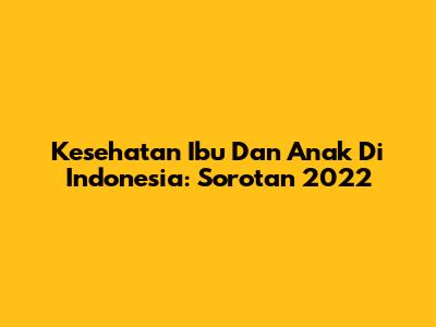 Kesehatan Ibu Dan Anak Di Indonesia: Sorotan 2022