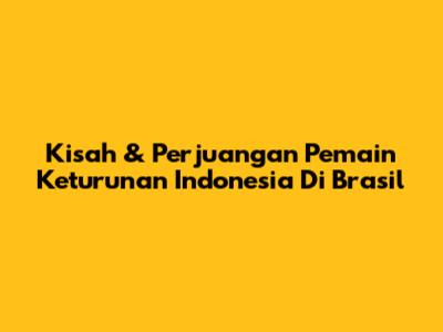 Kisah & Perjuangan Pemain Keturunan Indonesia Di Brasil