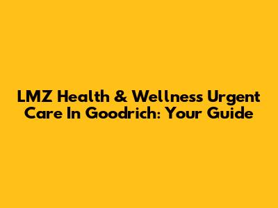 LMZ Health & Wellness Urgent Care In Goodrich: Your Guide