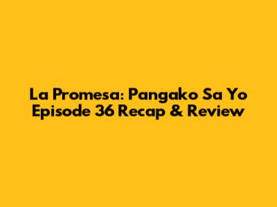 La Promesa: Pangako Sa 'Yo Episode 36 Recap & Review