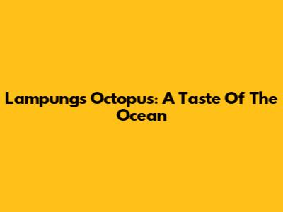 Lampung's Octopus: A Taste Of The Ocean