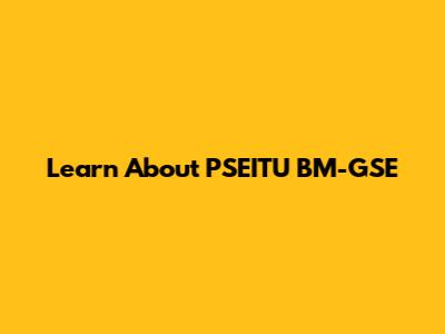 Learn About PSEITU BM-GSE