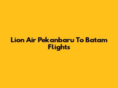 Lion Air Pekanbaru To Batam Flights