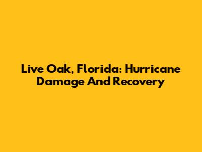 Live Oak, Florida: Hurricane Damage And Recovery