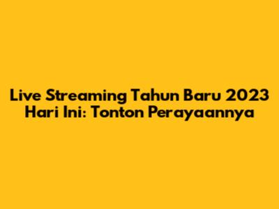Live Streaming Tahun Baru 2023 Hari Ini: Tonton Perayaannya