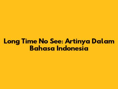 Long Time No See: Artinya Dalam Bahasa Indonesia