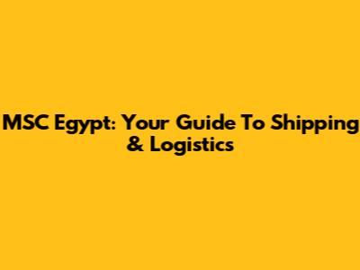 MSC Egypt: Your Guide To Shipping & Logistics
