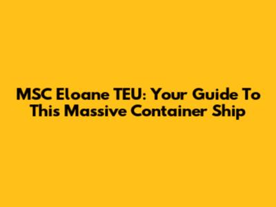 MSC Eloane TEU: Your Guide To This Massive Container Ship