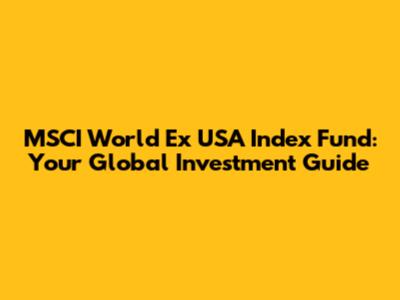 MSCI World Ex USA Index Fund: Your Global Investment Guide