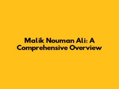 Malik Nouman Ali: A Comprehensive Overview