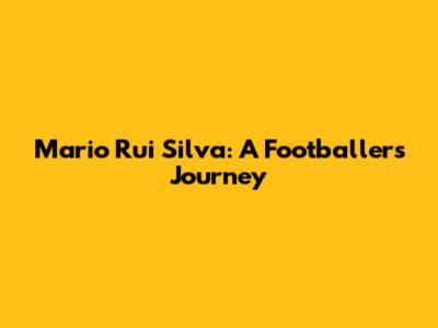 Mario Rui Silva: A Footballer's Journey