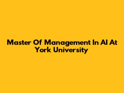Master Of Management In AI At York University