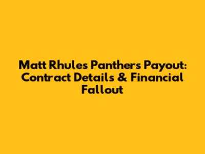Matt Rhule's Panthers Payout: Contract Details & Financial Fallout