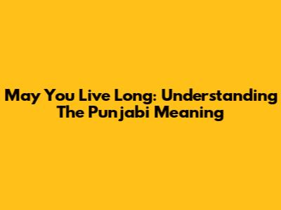May You Live Long: Understanding The Punjabi Meaning