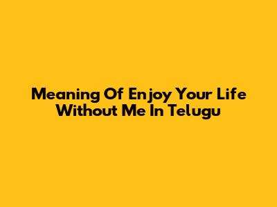 Meaning Of 'Enjoy Your Life Without Me' In Telugu