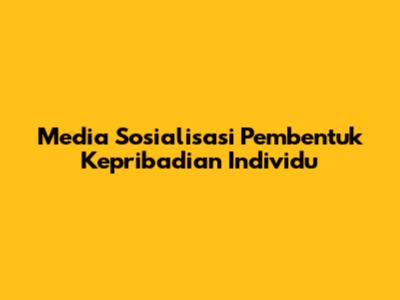 Media Sosialisasi Pembentuk Kepribadian Individu