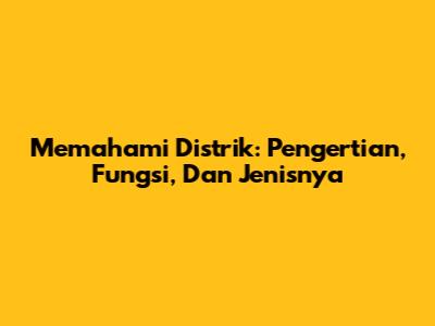 Memahami Distrik: Pengertian, Fungsi, Dan Jenisnya