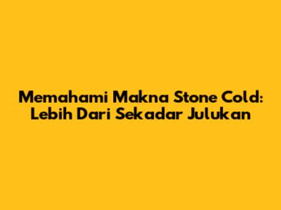 Memahami Makna Stone Cold: Lebih Dari Sekadar Julukan