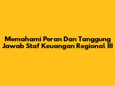 Memahami Peran Dan Tanggung Jawab Staf Keuangan Regional III