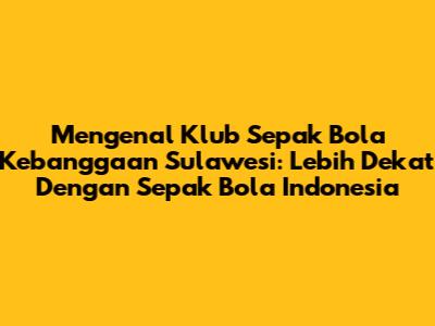 Mengenal Klub Sepak Bola Kebanggaan Sulawesi: Lebih Dekat Dengan Sepak Bola Indonesia