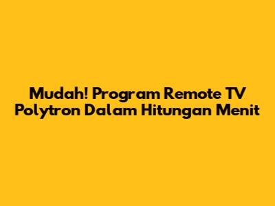 Mudah! Program Remote TV Polytron Dalam Hitungan Menit