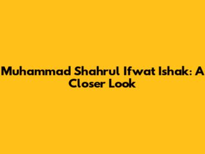 Muhammad Shahrul Ifwat Ishak: A Closer Look