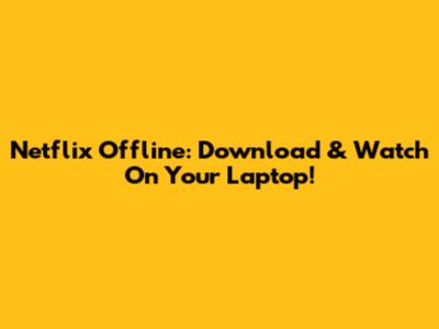 Netflix Offline: Download & Watch On Your Laptop!