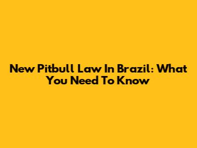 New Pitbull Law In Brazil: What You Need To Know