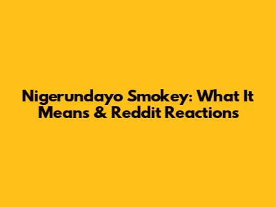 Nigerundayo Smokey: What It Means & Reddit Reactions