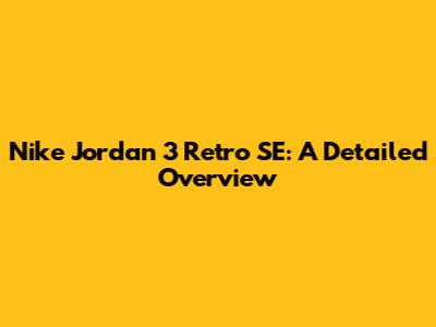 Nike Jordan 3 Retro SE: A Detailed Overview