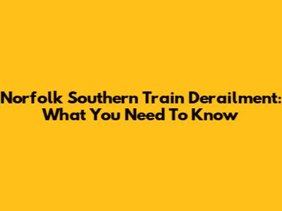 Norfolk Southern Train Derailment: What You Need To Know