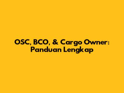 OSC, BCO, & Cargo Owner: Panduan Lengkap