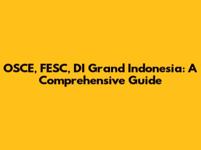OSCE, FESC, DI Grand Indonesia: A Comprehensive Guide